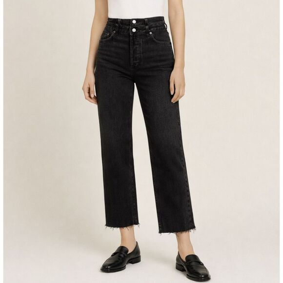 Reformation Cary Wide Leg Jeans Women’s 28 Faded Black High Rise Slouchy Chic - Picture 1 of 12